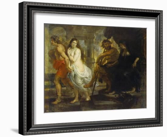 Orpheus Fuehrt Eurydike Aus Dem Hades, 1636/38-Peter Paul Rubens-Framed Giclee Print