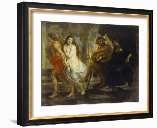 Orpheus Fuehrt Eurydike Aus Dem Hades, 1636/38-Peter Paul Rubens-Framed Giclee Print