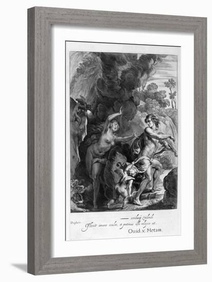 Orpheus, Leading Eurydice Out of Hell, Looks Back Upon Her and Loses Her Forever, 1655-Michel de Marolles-Framed Giclee Print