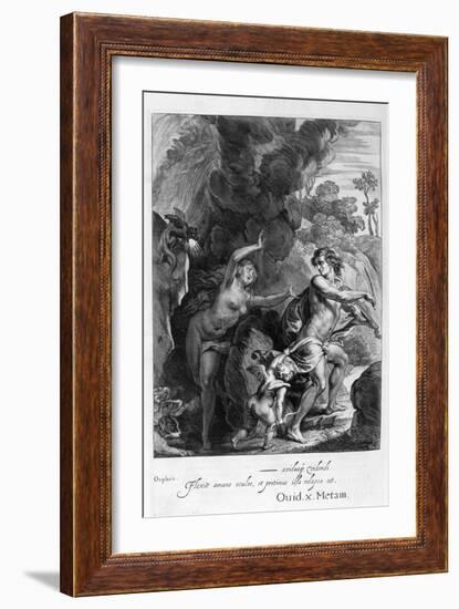 Orpheus, Leading Eurydice Out of Hell, Looks Back Upon Her and Loses Her Forever, 1655-Michel de Marolles-Framed Giclee Print