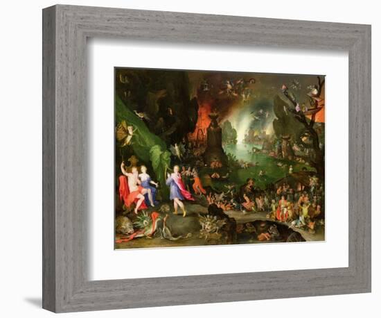 Orpheus with a Harp Playing to Pluto and Persephone in the Underworld-Jan Brueghel the Elder-Framed Giclee Print