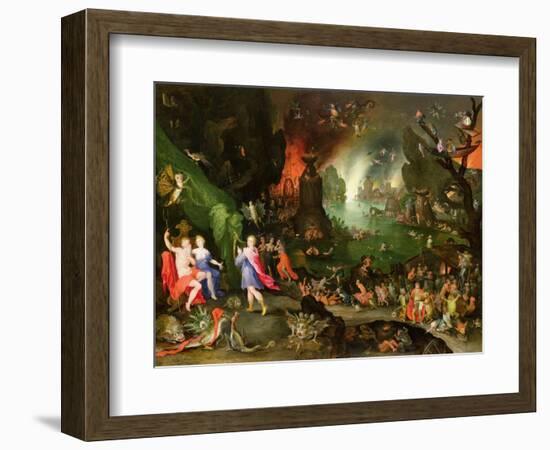 Orpheus with a Harp Playing to Pluto and Persephone in the Underworld-Jan Brueghel the Elder-Framed Giclee Print