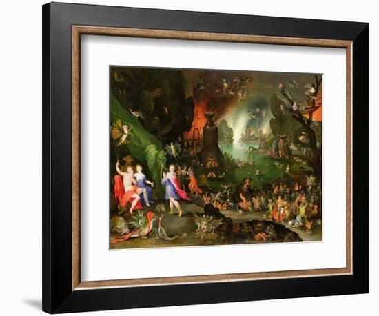 Orpheus with a Harp Playing to Pluto and Persephone in the Underworld-Jan Brueghel the Elder-Framed Giclee Print