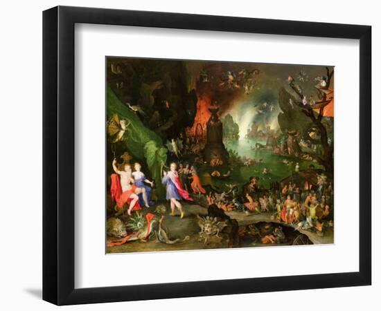 Orpheus with a Harp Playing to Pluto and Persephone in the Underworld-Jan Brueghel the Elder-Framed Giclee Print