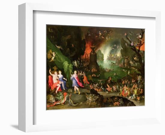 Orpheus with a Harp Playing to Pluto and Persephone in the Underworld-Jan Brueghel the Elder-Framed Giclee Print