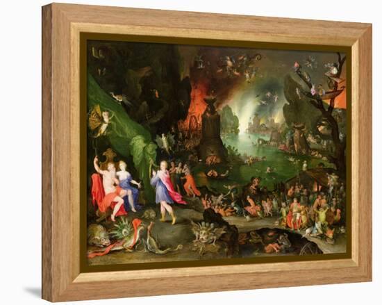 Orpheus with a Harp Playing to Pluto and Persephone in the Underworld-Jan Brueghel the Elder-Framed Premier Image Canvas