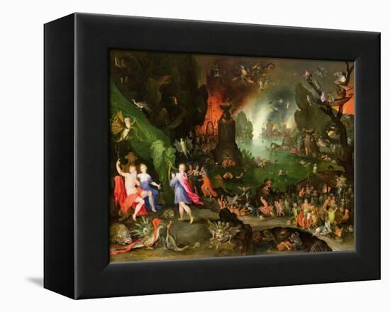 Orpheus with a Harp Playing to Pluto and Persephone in the Underworld-Jan Brueghel the Elder-Framed Premier Image Canvas