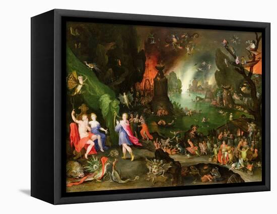 Orpheus with a Harp Playing to Pluto and Persephone in the Underworld-Jan Brueghel the Elder-Framed Premier Image Canvas