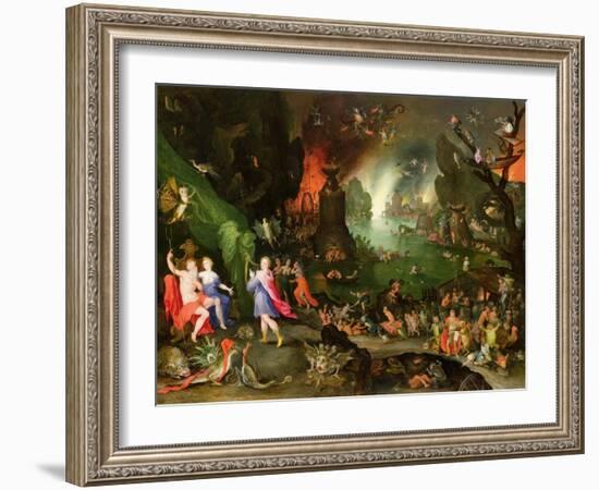 Orpheus with a Harp Playing to Pluto and Persephone in the Underworld-Jan Brueghel the Elder-Framed Giclee Print