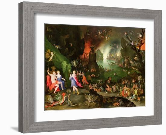 Orpheus with a Harp Playing to Pluto and Persephone in the Underworld-Jan Brueghel the Elder-Framed Giclee Print