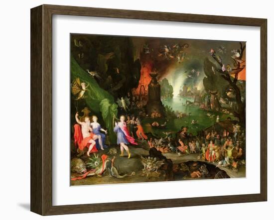 Orpheus with a Harp Playing to Pluto and Persephone in the Underworld-Jan Brueghel the Elder-Framed Giclee Print