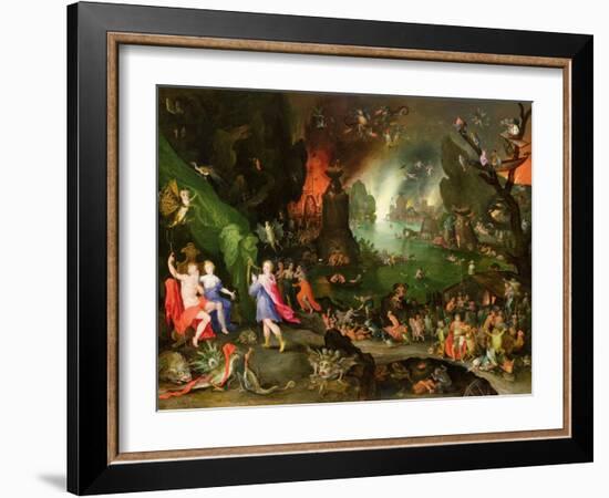 Orpheus with a Harp Playing to Pluto and Persephone in the Underworld-Jan Brueghel the Elder-Framed Giclee Print