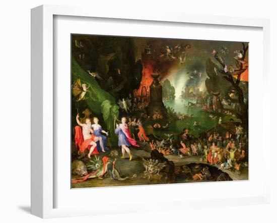 Orpheus with a Harp Playing to Pluto and Persephone in the Underworld-Jan Brueghel the Elder-Framed Giclee Print