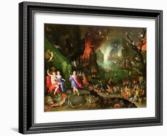 Orpheus with a Harp Playing to Pluto and Persephone in the Underworld-Jan Brueghel the Elder-Framed Giclee Print