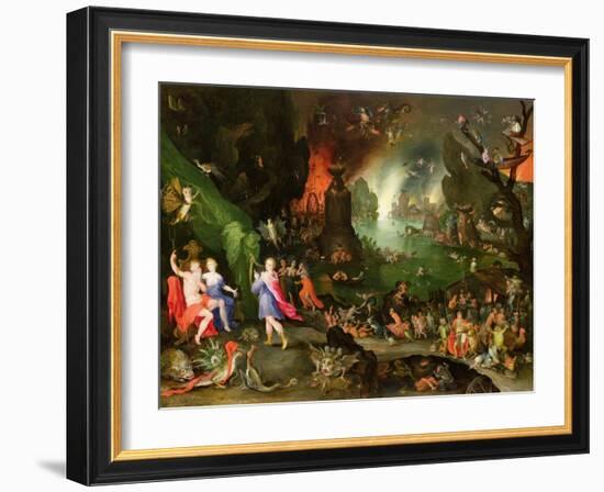 Orpheus with a Harp Playing to Pluto and Persephone in the Underworld-Jan Brueghel the Elder-Framed Giclee Print