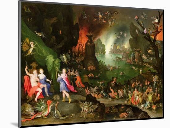 Orpheus with a Harp Playing to Pluto and Persephone in the Underworld-Jan Brueghel the Elder-Mounted Premium Giclee Print