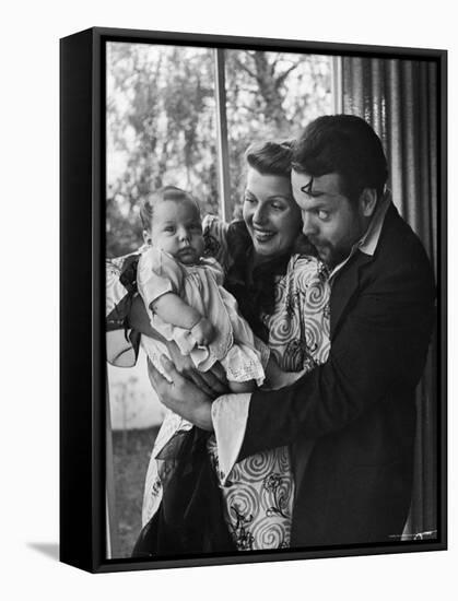 Orson Welles, Wife Rita Hayworth and Infant Daughter Rebecca at Home-Peter Stackpole-Framed Premier Image Canvas