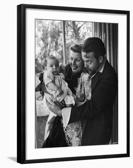 Orson Welles, Wife Rita Hayworth and Infant Daughter Rebecca at Home-Peter Stackpole-Framed Premium Photographic Print