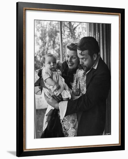 Orson Welles, Wife Rita Hayworth and Infant Daughter Rebecca at Home-Peter Stackpole-Framed Premium Photographic Print