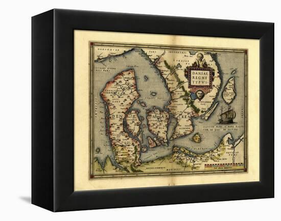 Ortelius's Map of Denmark, 1570-Library of Congress-Framed Premier Image Canvas