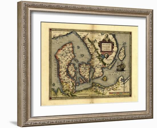 Ortelius's Map of Denmark, 1570-Library of Congress-Framed Photographic Print