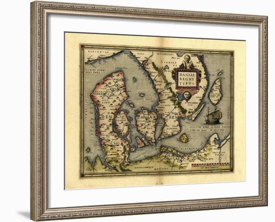 Ortelius's Map of Denmark, 1570-Library of Congress-Framed Photographic Print