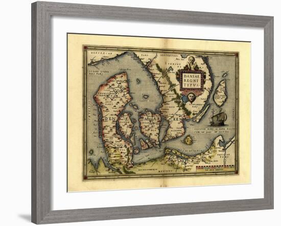 Ortelius's Map of Denmark, 1570-Library of Congress-Framed Photographic Print