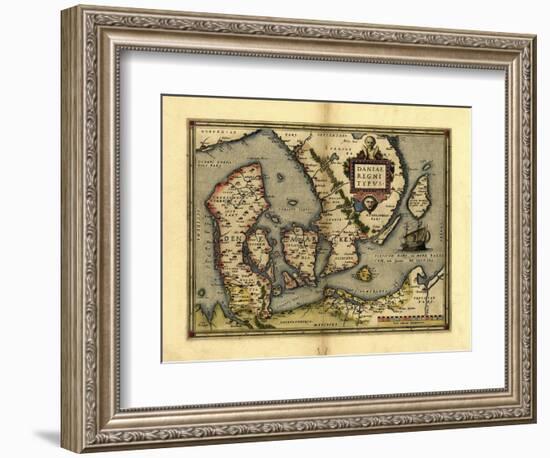 Ortelius's Map of Denmark, 1570-Library of Congress-Framed Photographic Print