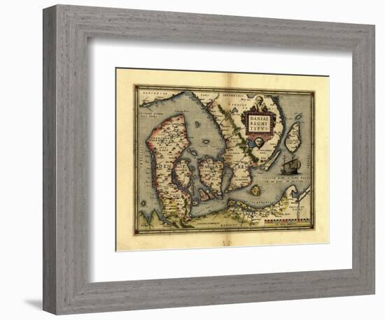 Ortelius's Map of Denmark, 1570-Library of Congress-Framed Photographic Print