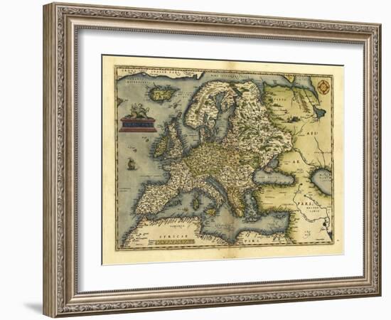 Ortelius's Map of Europe, 1570-Library of Congress-Framed Photographic Print