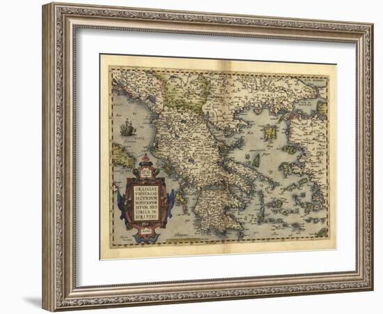 Ortelius's Map of Greece, 1570-Library of Congress-Framed Photographic Print