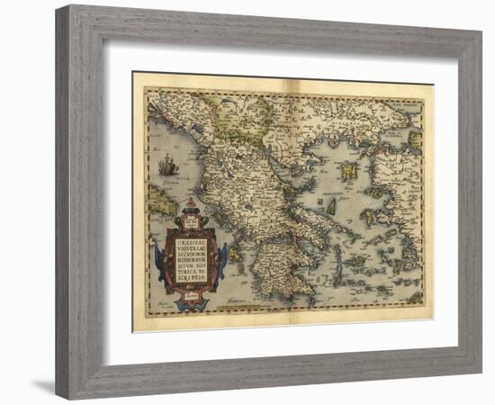 Ortelius's Map of Greece, 1570-Library of Congress-Framed Photographic Print