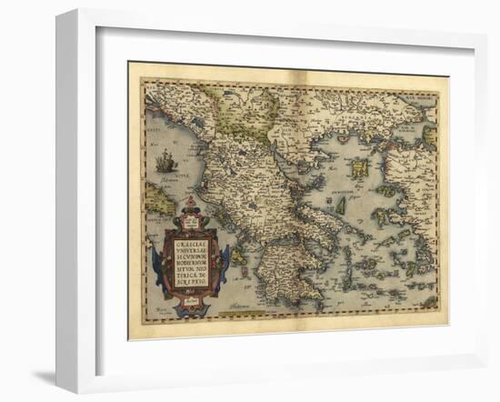 Ortelius's Map of Greece, 1570-Library of Congress-Framed Photographic Print