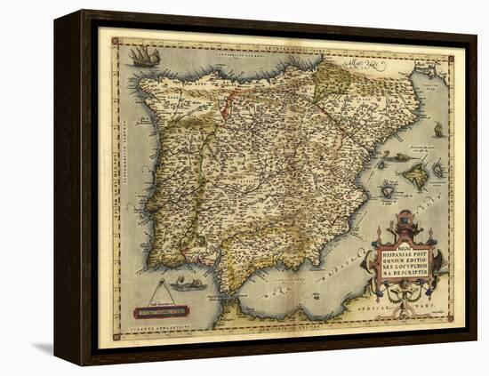 Ortelius's Map of Iberian Peninsula, 1570-Library of Congress-Framed Premier Image Canvas