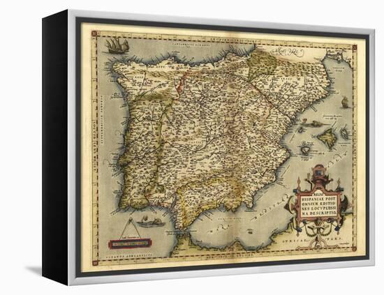 Ortelius's Map of Iberian Peninsula, 1570-Library of Congress-Framed Premier Image Canvas