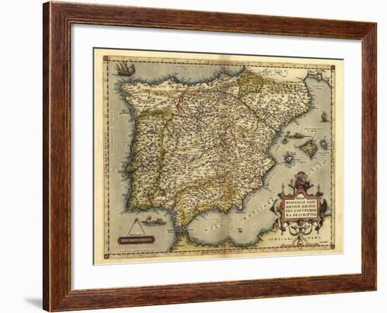 Ortelius's Map of Iberian Peninsula, 1570-Library of Congress-Framed Photographic Print