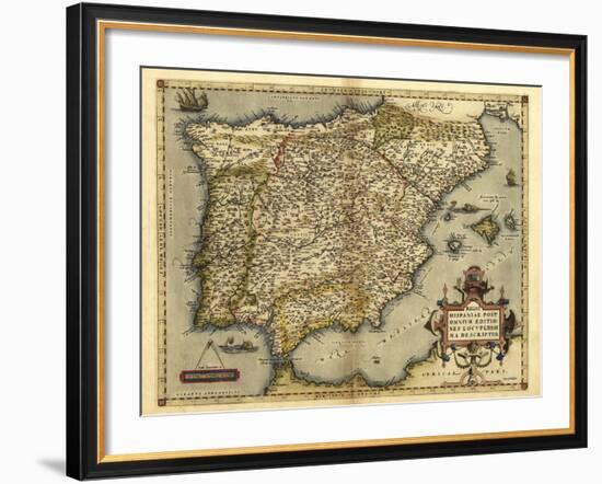 Ortelius's Map of Iberian Peninsula, 1570-Library of Congress-Framed Photographic Print