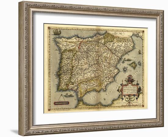 Ortelius's Map of Iberian Peninsula, 1570-Library of Congress-Framed Photographic Print