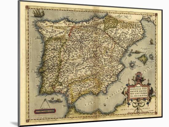 Ortelius's Map of Iberian Peninsula, 1570-Library of Congress-Mounted Photographic Print