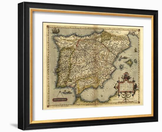 Ortelius's Map of Iberian Peninsula, 1570-Library of Congress-Framed Photographic Print