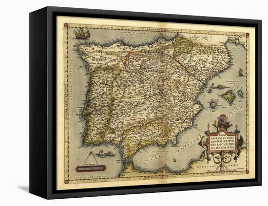 Ortelius's Map of Iberian Peninsula, 1570-Library of Congress-Framed Premier Image Canvas