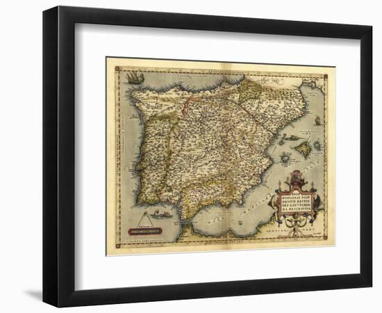 Ortelius's Map of Iberian Peninsula, 1570-Library of Congress-Framed Photographic Print