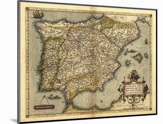 Ortelius's Map of Iberian Peninsula, 1570-Library of Congress-Mounted Photographic Print