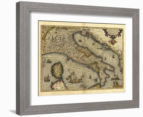 Ortelius's Map of Italy, 1570-Library of Congress-Framed Photographic Print