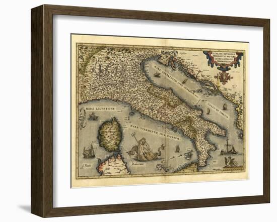 Ortelius's Map of Italy, 1570-Library of Congress-Framed Photographic Print