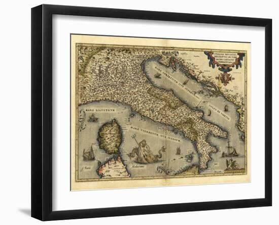 Ortelius's Map of Italy, 1570-Library of Congress-Framed Photographic Print