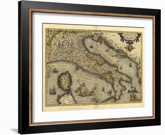 Ortelius's Map of Italy, 1570-Library of Congress-Framed Photographic Print