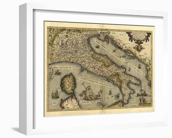 Ortelius's Map of Italy, 1570-Library of Congress-Framed Photographic Print