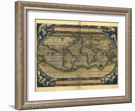 Ortelius's World Map, 1570-Library of Congress-Framed Photographic Print