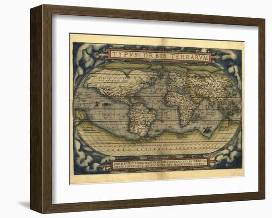 Ortelius's World Map, 1570-Library of Congress-Framed Photographic Print